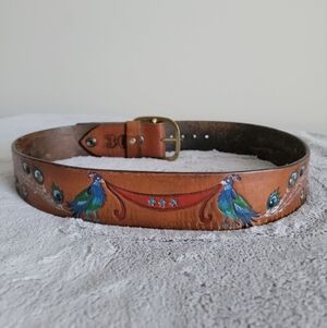 STOWE PROVISIONS TX  Hand Tooled Leather Belt size 30